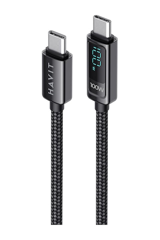 Havit CB6247 PD100W Type-C To Type-C Göstergeli Şarj Kablosu