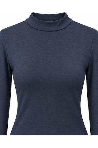 Mixray 2243 Kadın Yarım Balıkçı Yaka Uzun Kollu Slim Fit Bluz Lacivert