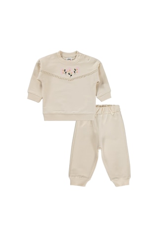 Civil Baby Çiçek Nakışlı 6-18 Ay Takım - Bej