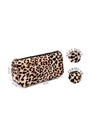 Lionesse Leopar Desenli Makyaj Çantası 4706 - Fermuarlı , Organizer