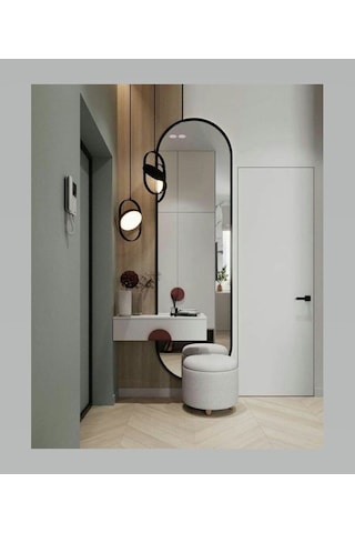 Model Alfa Dekoratif Ayna Boy Aynası Mdf 180cm X 62 Cm Elips Ayna Siyah
