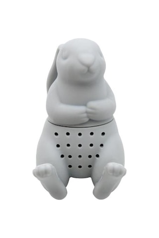 Tavşan Çay Süzgeci Silikon Tavşan Şeklinde Çay Demliği Yeniden Kullanılabilir Yaprak Bitki Baharat Filtresi Süzgeçler Çaydanlık Dekoru İçin Gri