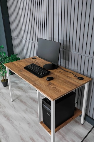 Arpelia Bilgisayar Masası Sağ Sol Yönlü Pc Kasa Raflı Beyaz - Çam