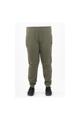 Maraton Sportswear Büyük Beden Erkek Ribana Paça Basic Açık Haki Eşofman Altı 22343-Açık Haki