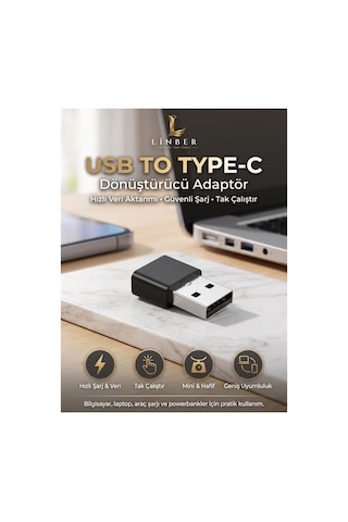 Usb To Type -c Dönüştürücü Adaptör Siyah