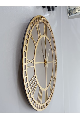 Ayna Denizi Golden Roma Bronze Model Altın Bronz Renk 50 CM Dekoratif Aynalı Duvar Saati Altın