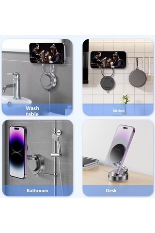 Magsafe Iq Manyetik Telefon Tutucu Çevirmeli Vantuzlu Siyah Renkli