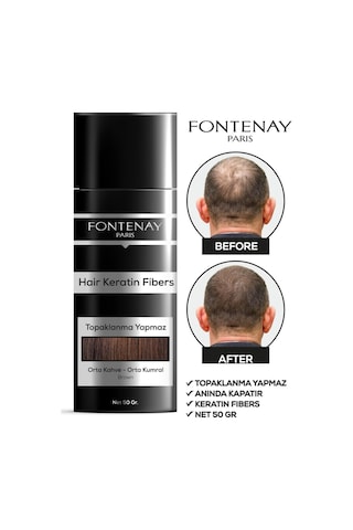 Fontenay Saç Dolgunlaştırıcı Keratin Fibers Orta Kahve Topik Saç Tozu 50gr + Saç Spreyi 2'li Set 2 62796455