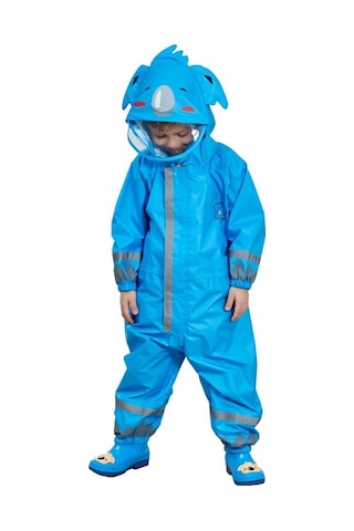 Çocuk Tek Parça Yağmurluk Erkek Ve Kız Hafif Kapşonlu Panço Mavi