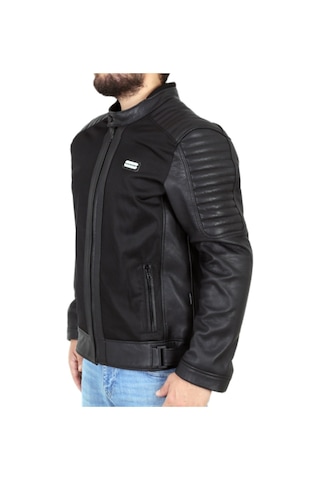 Venom Deri Motosiklet Ceketi Siyah Deri Blade Fileli Motor Ceket