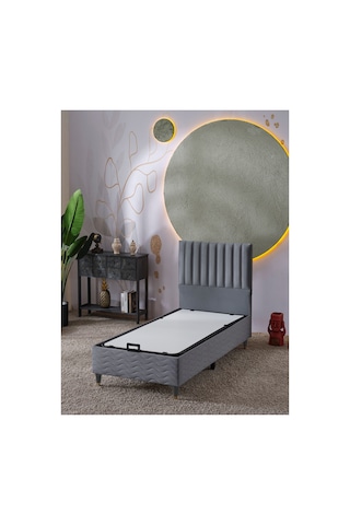 Beehanem Ezgi Modern Yatak + Başlık + Baza Seti 120x200 Açık Gri Xxl Tek Kişilik Premium Konfor 3'lü E.set120+226gri 120 x 200