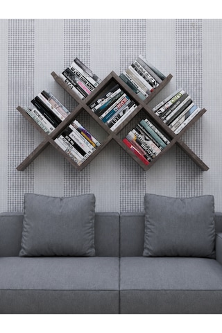 Çapraz Kitaplık Mdf Gri