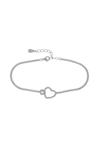 Kalp Model 925 Ayar Gümüş İnce Suyolu Kadın Bileklik Gümüş