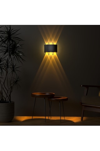Uranüs Amber Işık Ledli Dekoratif Işık Süzmeli Iç Ve Dış Mekan Modern Bahçe Balkon Salon Teras Aplik Siyah