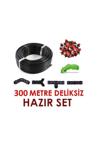 300 Metre Deliksiz Düz Damla Sulama Sistemi Ve Ek Parçaları Tohum Hediyelidir