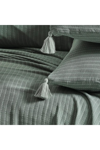 Jakarlı Müslin Yatak Örtüsü Çift Kişilik Costa Mint