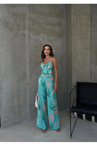 Hgfashion Yaprak Desen İkili Takım Yeşil