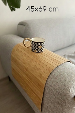 45x69 Bambu Servis Matı Masa, Sehpa Ve Koltuk Başlığı İçin Açık Bej