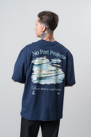 Respire Erkek No Port Baskılı Oversize T-shirt Lacivert