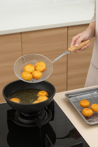 Bambum Ladle - Bambu Saplı Tel Kevgir 20cm Ahşap