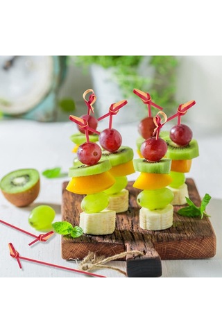 Bambu Kırmızı Düğümlü Kürdan 9 Cm 100 Lü