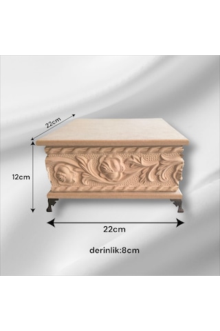 Ahşap- Ham Mdf- Desenli-takı-makyaj-çok Amaçlı- Ayaklı Kare Kutu