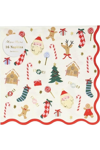 Meri Meri - Jolly Christmas Large Napkins - Yeni Yıl Peçeteler L 16'lı