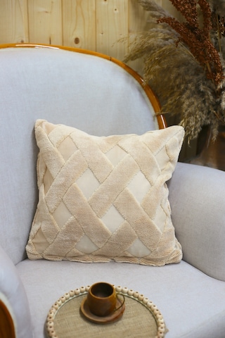 Cross Welsoft Jakarlı Dekoratif Kırlent Kılıfı 43x43 - Ztcross Bej