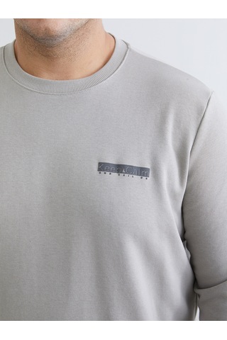 Lcwaıkıkı Classic Gri Bisiklet Yaka Baskılı Erkek Sweatshirt