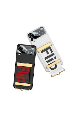 Samsung Uyumlu Galaxy Z Flip 3 Kılıf Zore Flio Kıpta Kapak-Siyah