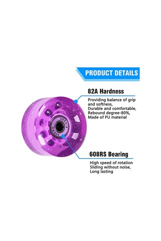 8 Parça 32 X 58 Mm 82a Rulmanlı Paten, Mor Mor