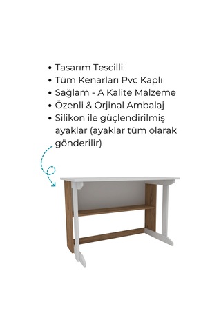 Enda Home Pillar Kütüphaneli Geniş Çalışma Masası 100x56 Cm Çam - Beyaz
