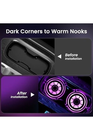 Samdoo 2 Adet Şarjlı Titreşim Sensörlü Led Araba Bardak Tutucu Lambası - 7 Renkli Degrade Araç İçi Dekorasyon Aksesuarı