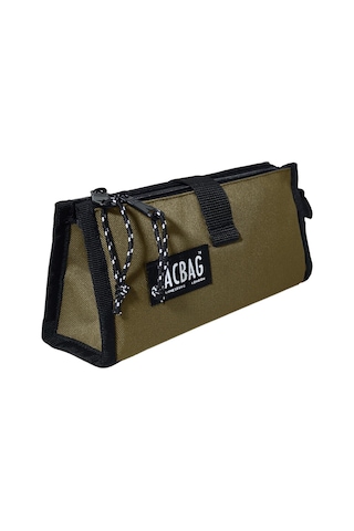 Jacbag Twin Masa Üstü Çift Bölmeli Kalem Çantası - Haki Yeşil Çok Renkli