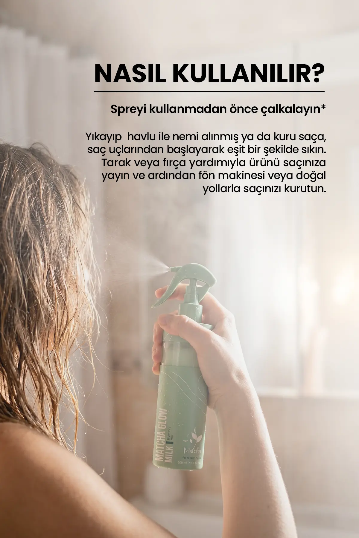 Matcha Özlü Çift Fazlı Saç Bakım Fön Sütü 200 Ml