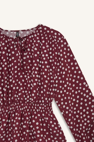 Defacto Regular Fit Bisiklet Yaka Puantiyeli Uzun Kollu Bluz E9920ax25aubr375 Bordo