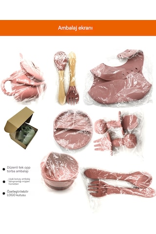 Çocuk 10 Parça Silikon Yemek Takımı-turuncu Turuncu