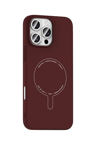 Maks Technology iPhone Uyumlu 16 Pro Max Kılıf M-safe Şarj Özellikli Kamera Korumalı Mkst Elio Sert Pc Kapak - Bordo