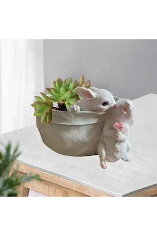 Pazly Tavşan Suntek Stil-b Saksı Heykeli Dekoratif Çiçek Bitki Gp