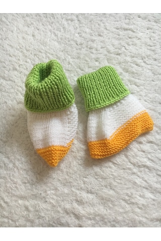 Renkli Bebek Örgü Çorap Çok Renkli