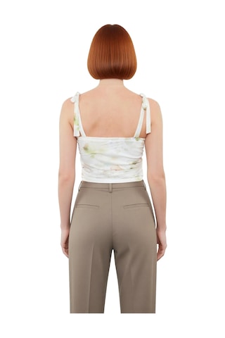 Ersefa Stil Kadın Animal Leopar Desenli Bağlama Detaylı Esnek Bluz Crop Yeşil