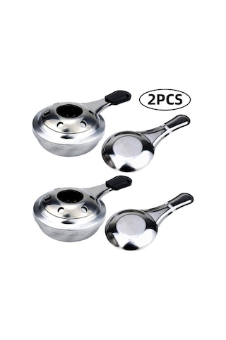 Fortunelane 2'li Set 16cm Mini Alkol Ocağı - Çelik Yapı, Isıtıcı Fonksiyonu, Ev/doğa Kullanıma Uygun, Fondue Ve Hotpot İçin Kırmı Gümüş