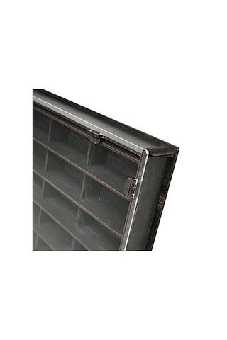 Şeffaf Kapaklı Eskitme Siyah Ahşap Hobi Araba Rafı 50 Li