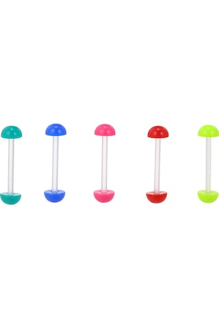 Wezone 19'lu Multicolor Akrilik Piercing Seti - Dil Ve Göğüs İçin Esnek, Alerjiye Dayanıklı, Kolay Kurulum - 1.6mm Çaplı, 16mm Uzunlukta Diğer