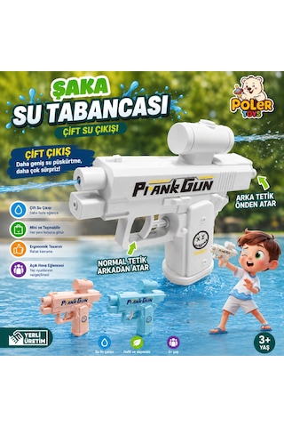 Çift Su Çıkışlı Şaka Su Tabancası Eğlenceyi İkiye Katlayan Mini Su Püskürtme Oyuncağı Beyaz