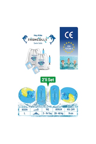 Fashcolle Large Beden Şişme Deniz Kolluğu 4-14 Yaş X 2 Adet Çok Renkli