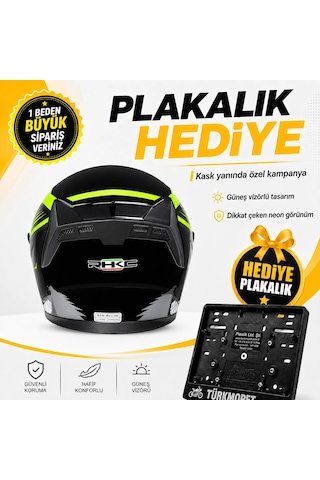 Rhkc Güneş Vizörlü Açık Yazlık Kask + Plakalık Yeşil