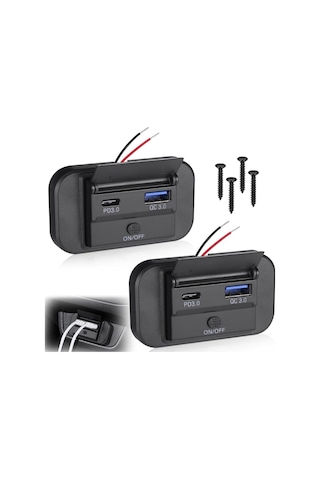 On/off Anahtarlı Usb Şarj Soket Paneli - Karavan Ve Araç İçi 12v / 24v Güç Çıkışı Montaj Vidaları Dahil
