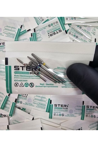 Freze Uç Sterilizasyon Zarfı Şeffaf - Mini Boy İndikatörlü Sterilizasyon Kraft Paketi 100mmx65mm 100 Adet