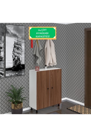 Kenzlife Ayakkabılık Galoş6 Cvzbyz 53 080 32 Kapaklı 6 Raflı 24 Çift Ayakkabı Kapasitesi Ahşap